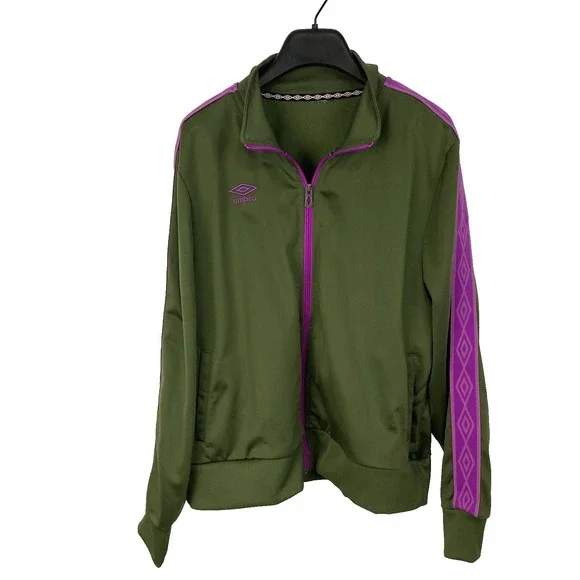 Umbro Retro Olive Green & Purple Diamond Tape Track Jacket - Picture 9 of 9